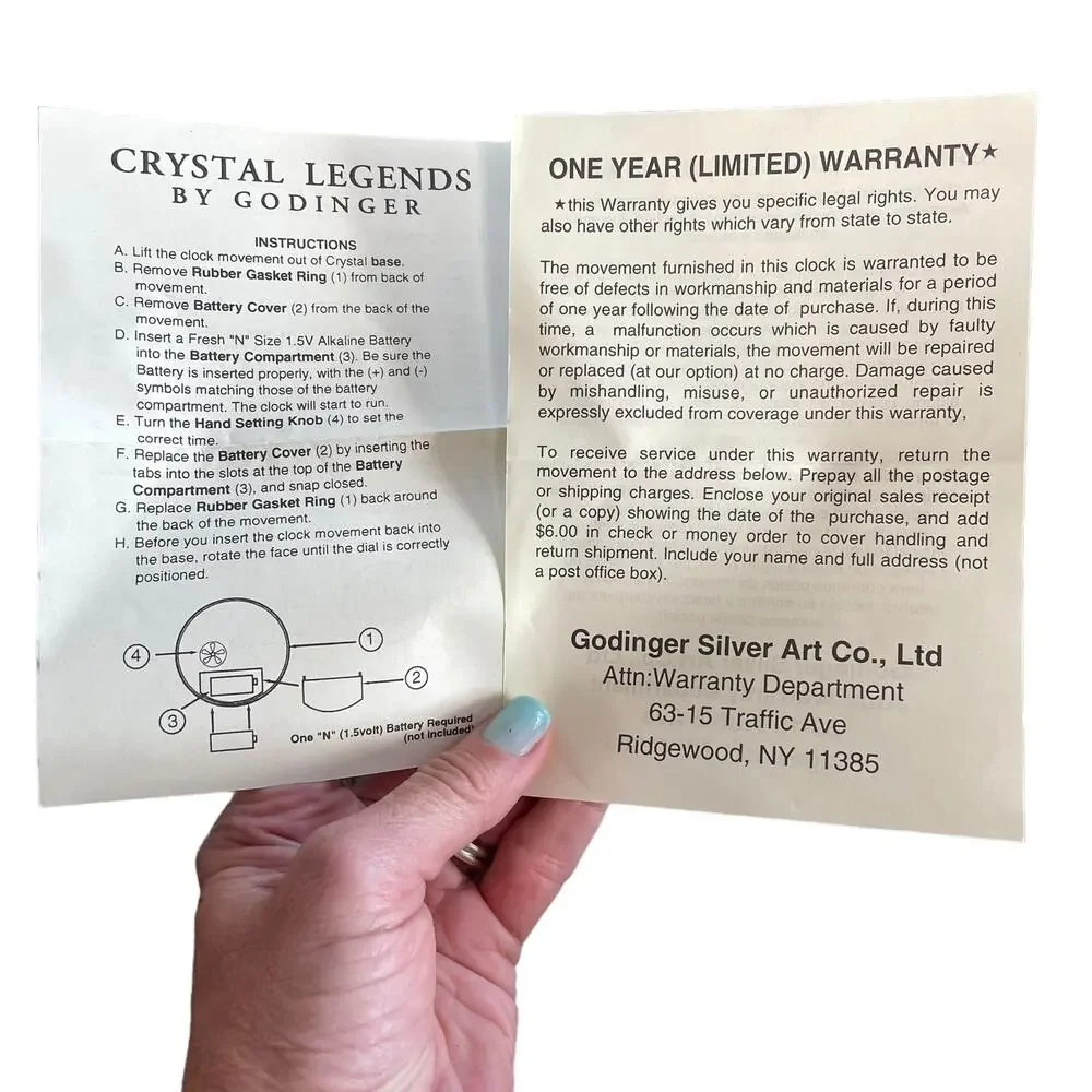 Crystal Legends by Godinger Cut Lead Crystal Mantle Clock Gift New Old Stock